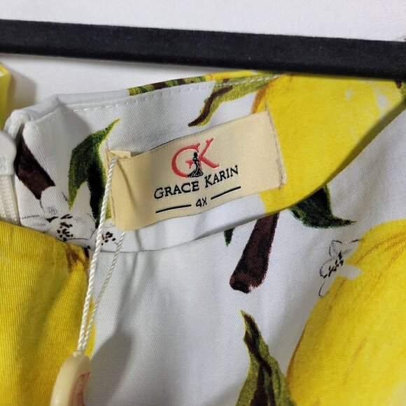 NWT Grace Karin Women's Fit and Flare Lemon Pattern Modest Spring Dress Size 4X - Picture 12 of 12